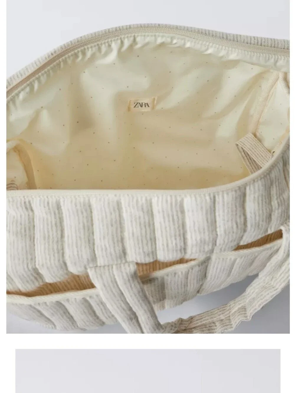 NWOT Zara Quilted Cream And Striped Baby Bag